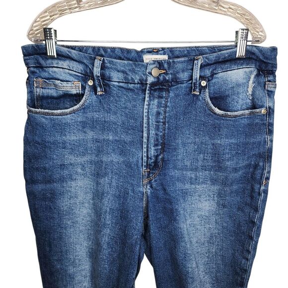 Good American ~ Good Waist High Rise Distressed Skinny Jeans Size 15 - Picture 5 of 11